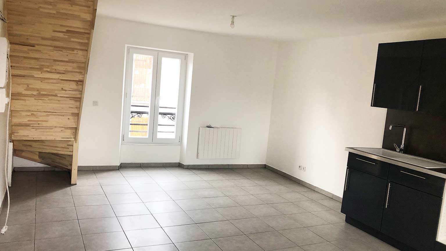 Réhabilitation batiment en 3 appartements - Salon Cuisine